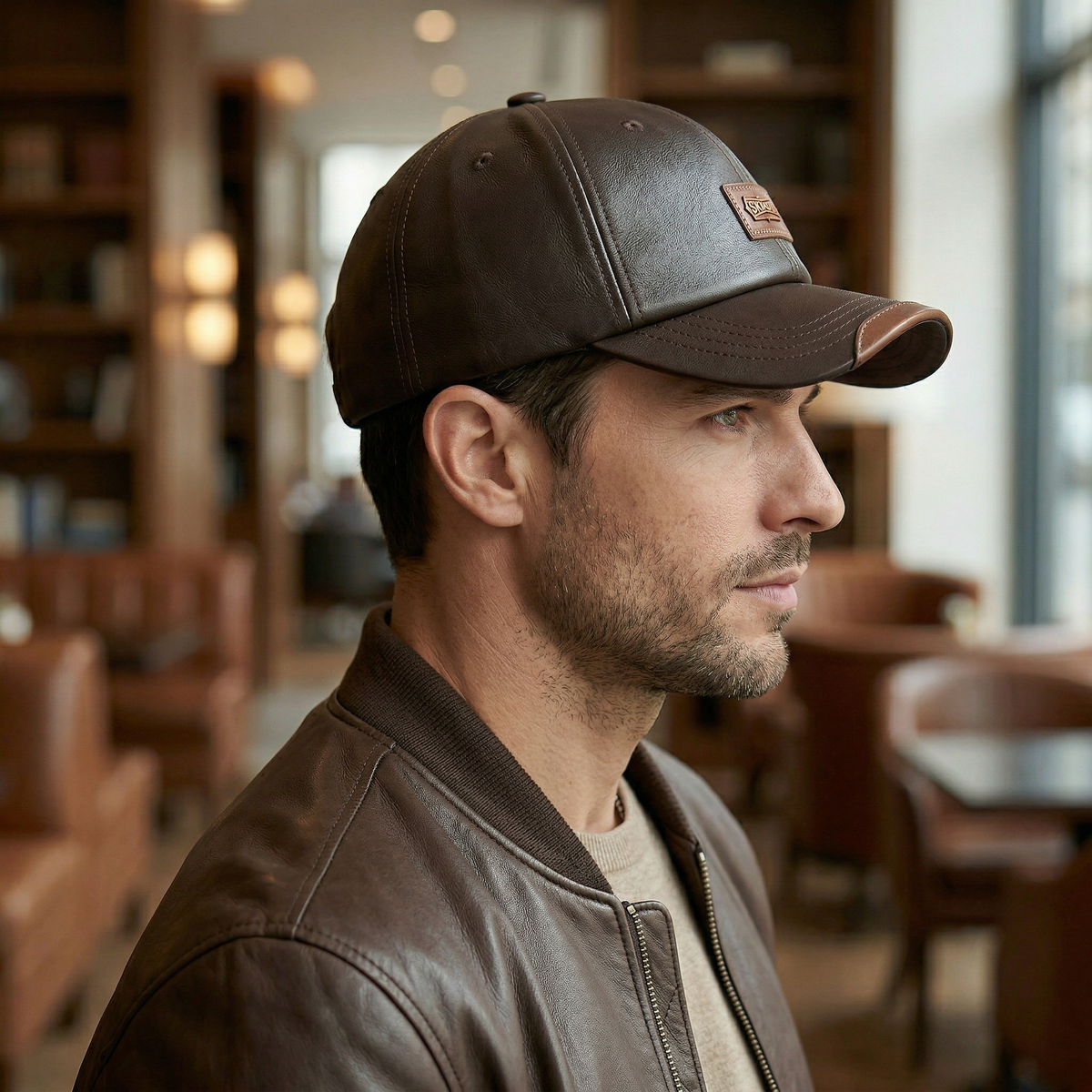 Casquette en Cuir Baseball