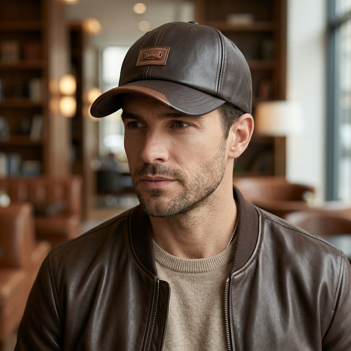 Casquette en Cuir Baseball