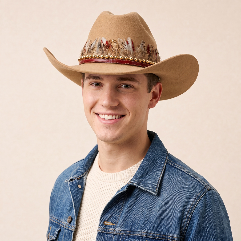 Chapeau de Cowboy avec Plume