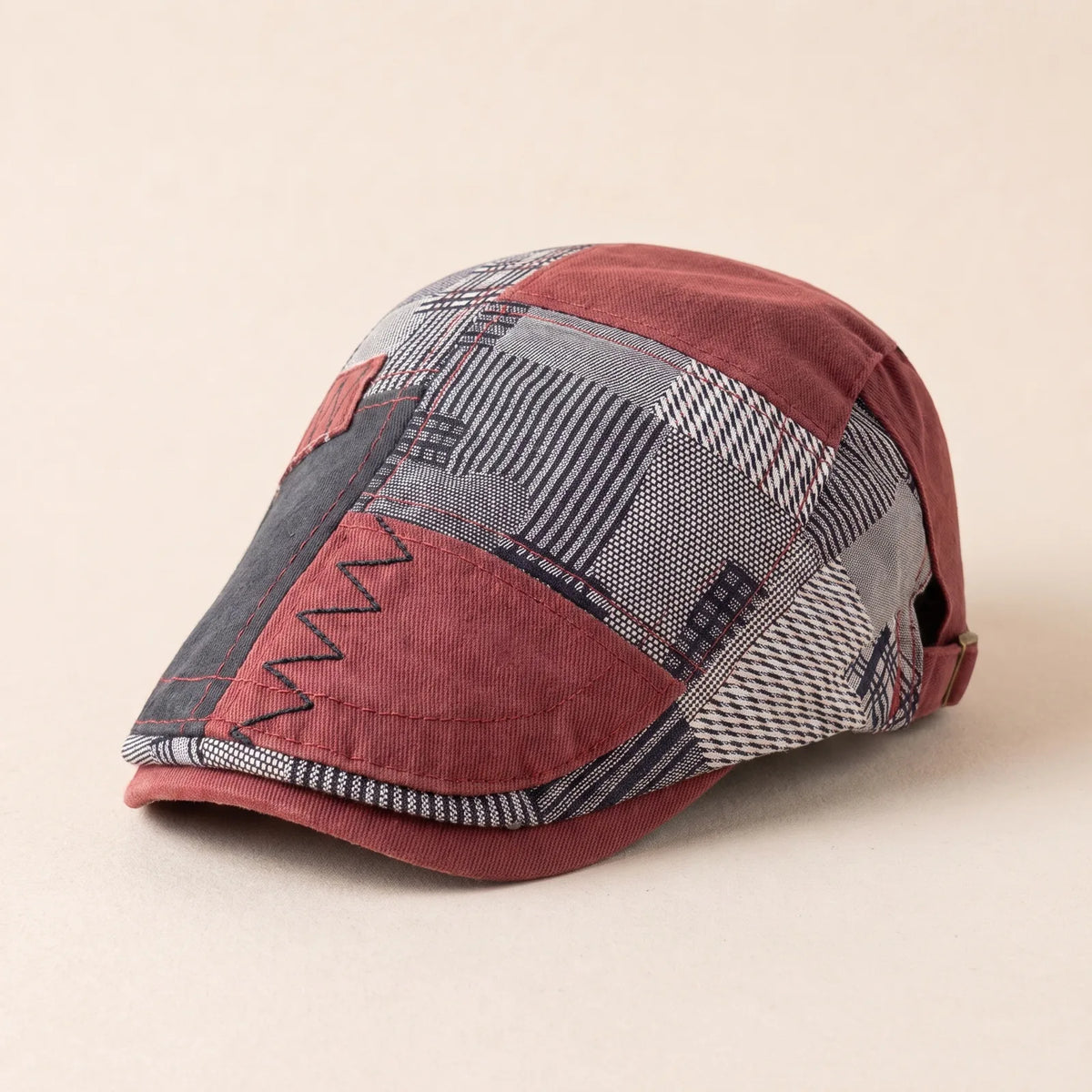 Béret Casquette Plate Carreaux — coloris rouge