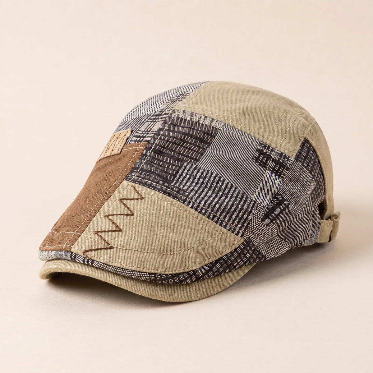 Béret Casquette Plate Carreaux, de dos