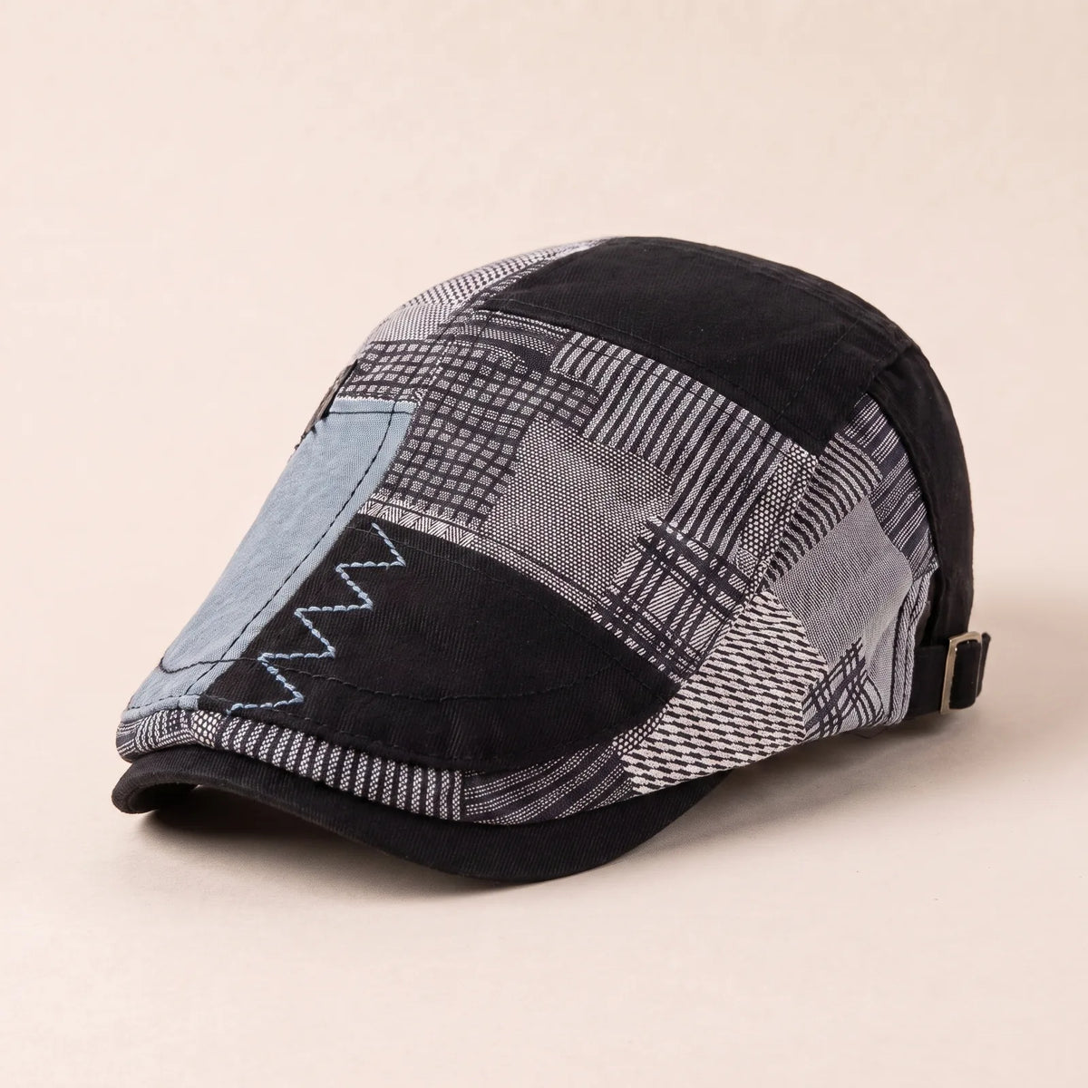 Béret Casquette Plate Carreaux — coloris noir