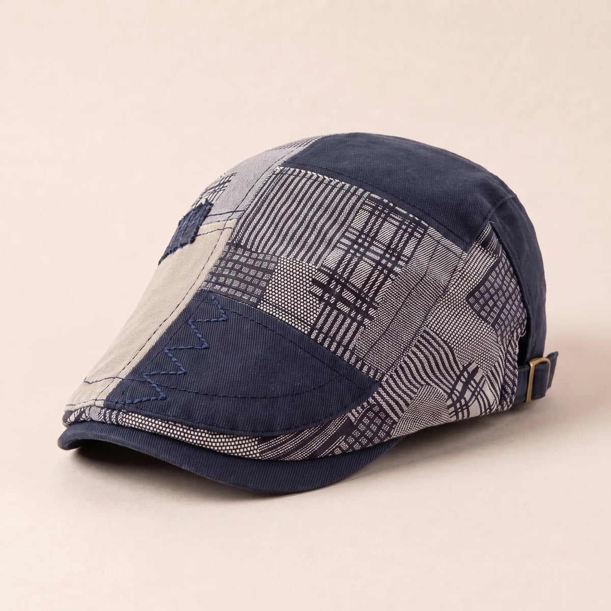 Béret Casquette Plate Carreaux — coloris bleu