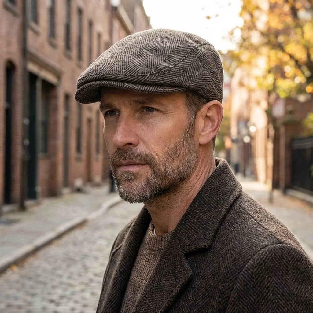Béret Casquette Rétro, porté