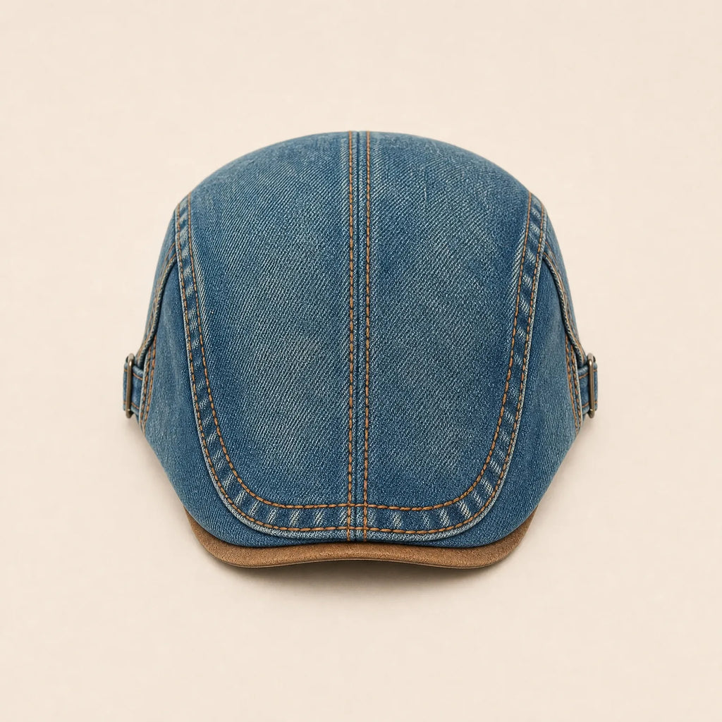 Béret Homme Coton Rétro Denim — coloris bleu