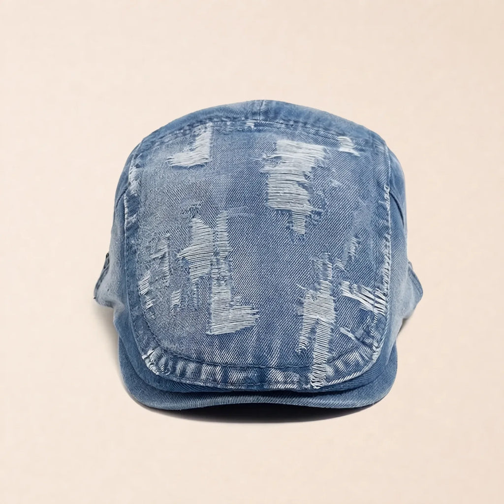 Béret Vintage Denim Déchiré — coloris bleu