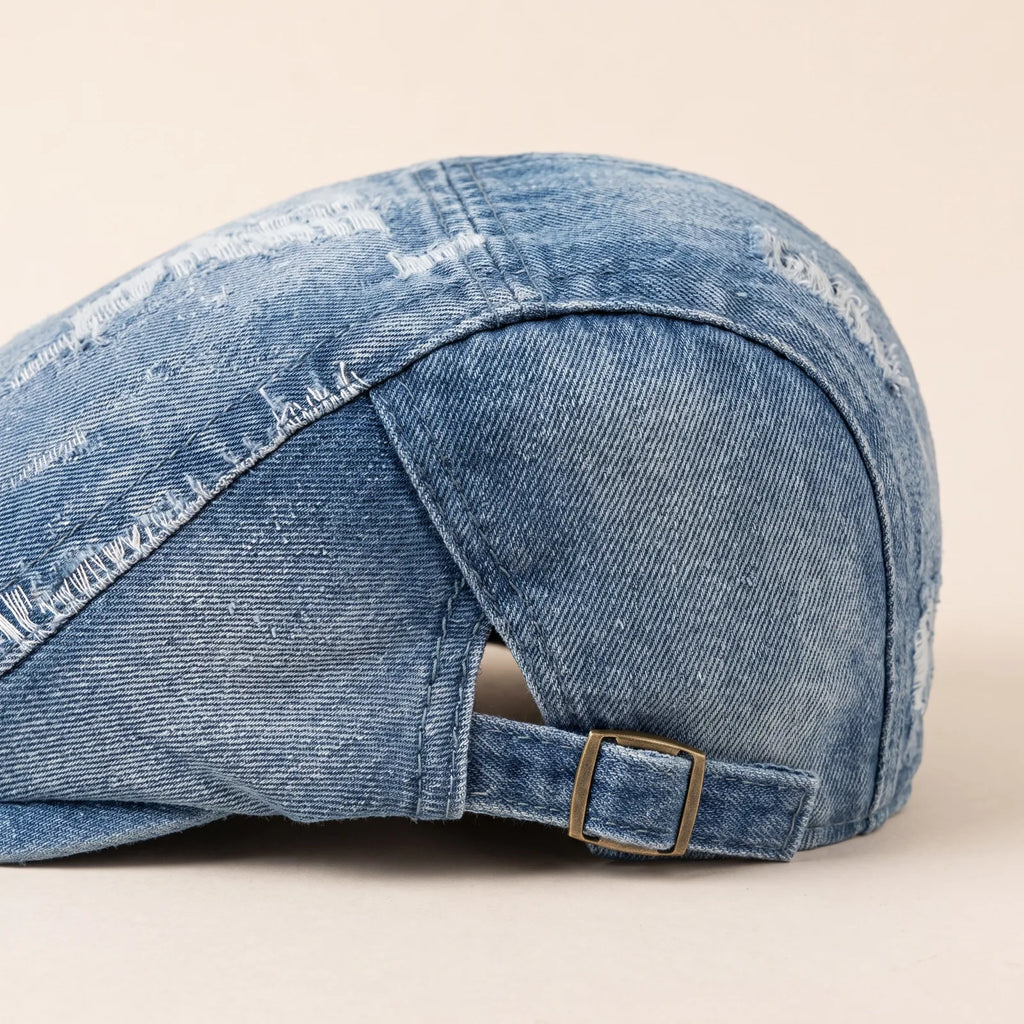 Béret Vintage Denim Déchiré, vue de détail