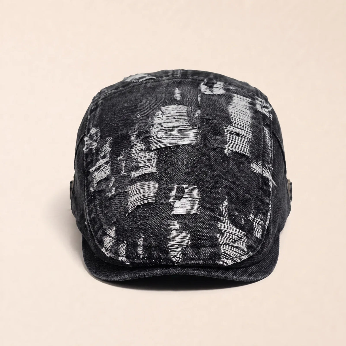 Béret Vintage Denim Déchiré — coloris noir