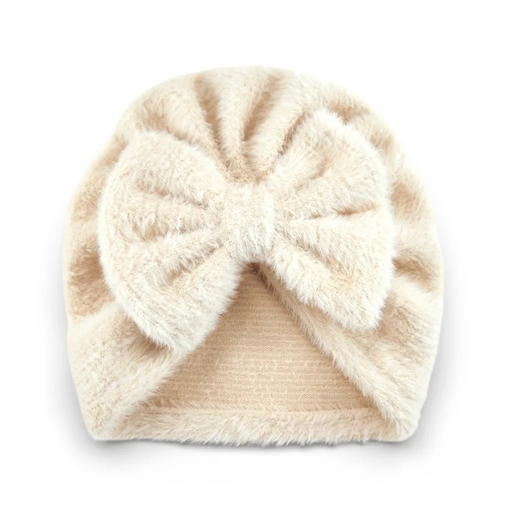 Bonnet Bébé avec Noeud — coloris beige