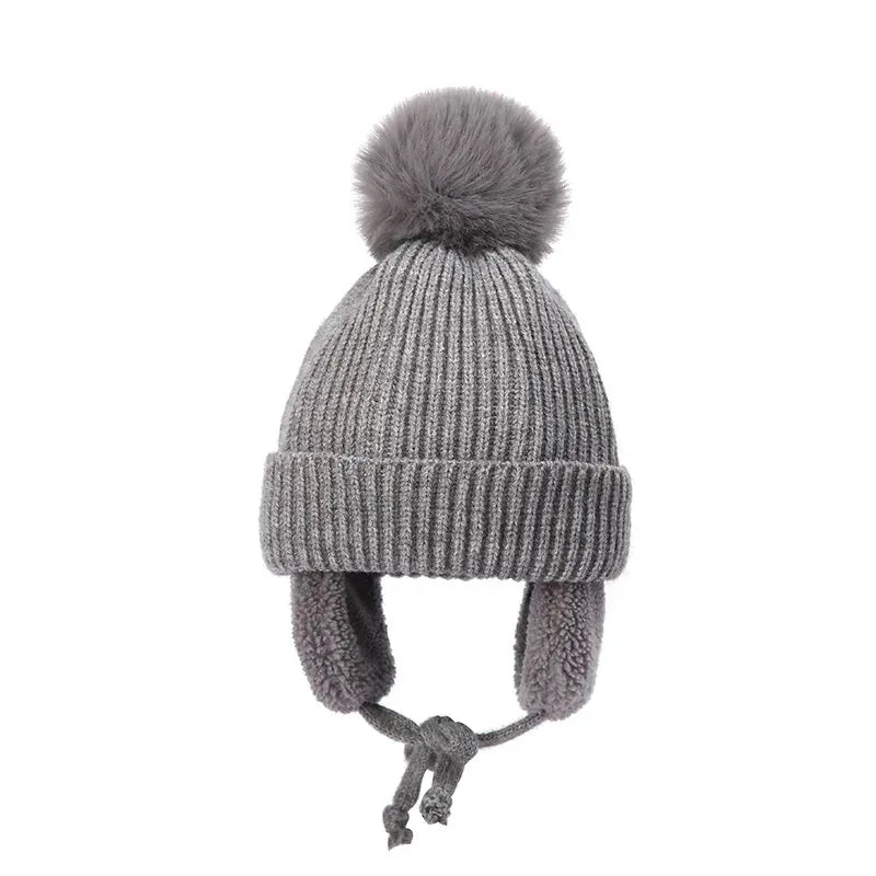 Bonnet Bébé à Pompon — coloris gris