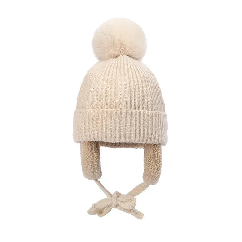 Bonnet Bébé à Pompon — coloris beige