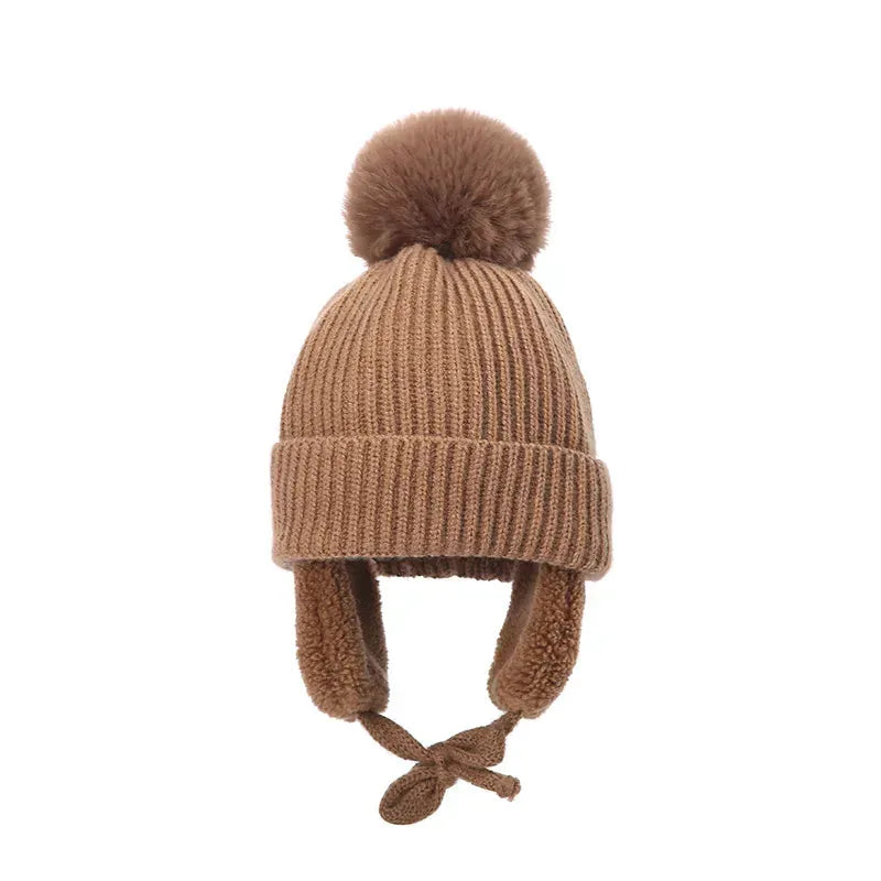 Bonnet Bébé à Pompon — coloris marron