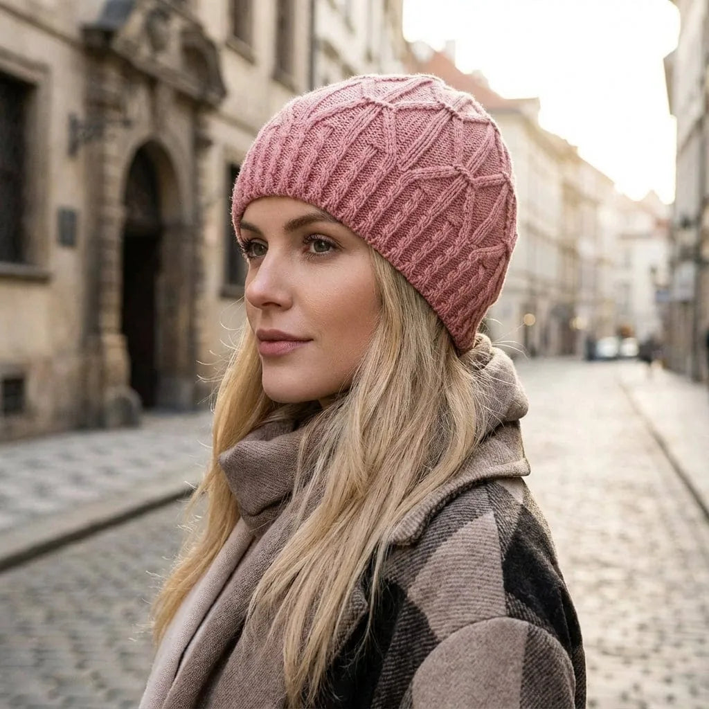 Bonnet Brodée Femme, porté