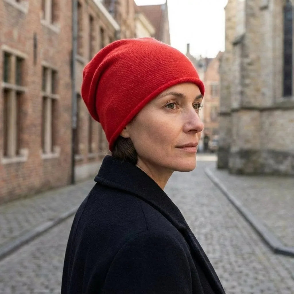 Bonnet Cachemire Premium, porté