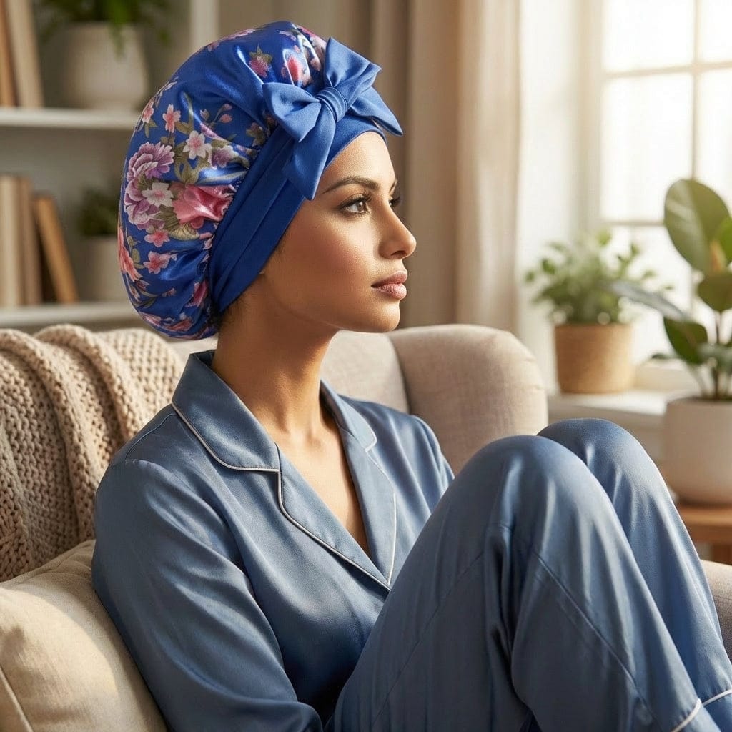 Bonnet de Nuit Satin Cheveux Boucles