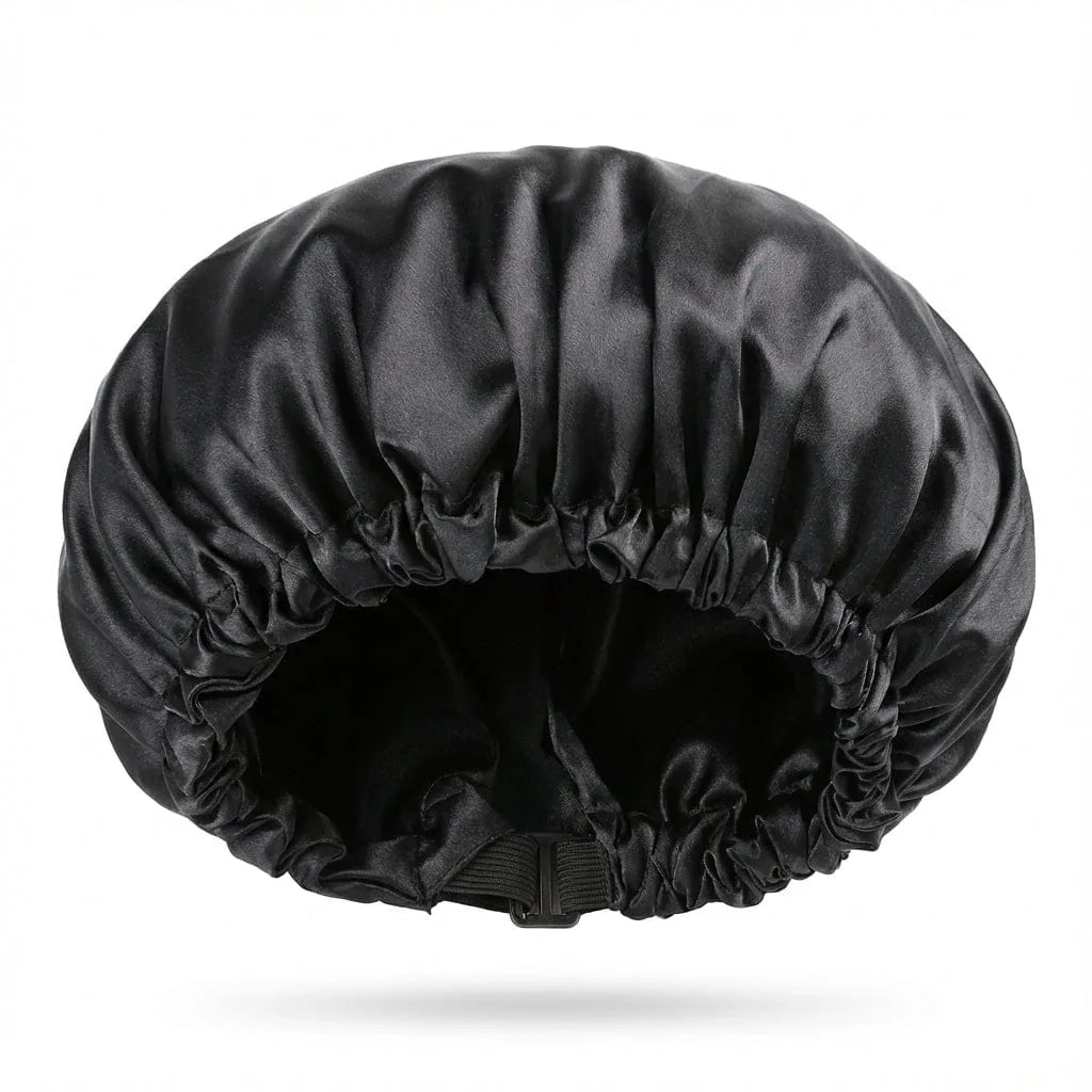 Bonnet de Nuit Soie Double Couche — coloris noir