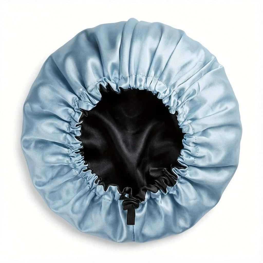 Bonnet de Nuit Soie Double Couche — coloris bleu