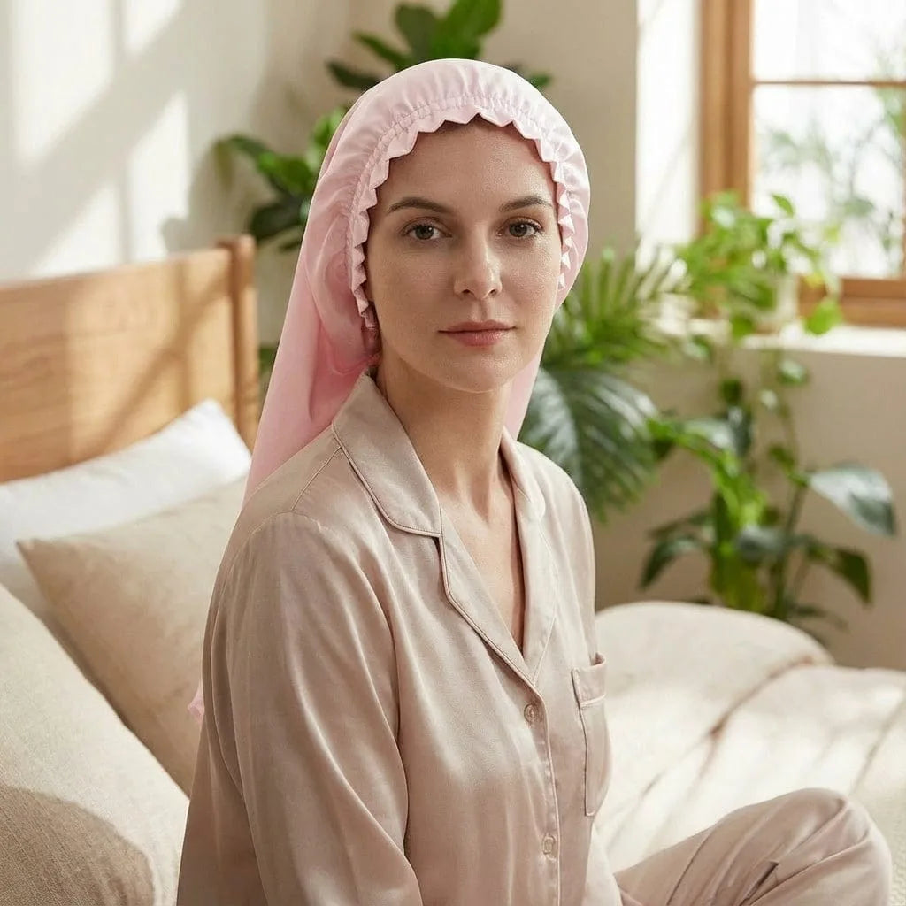 Bonnet de Soie Cheveux Longs, vue de trois-quarts