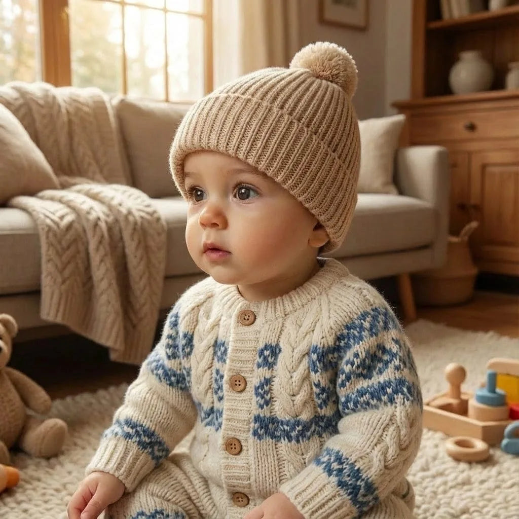 Bonnet en Laine Bébé, porté