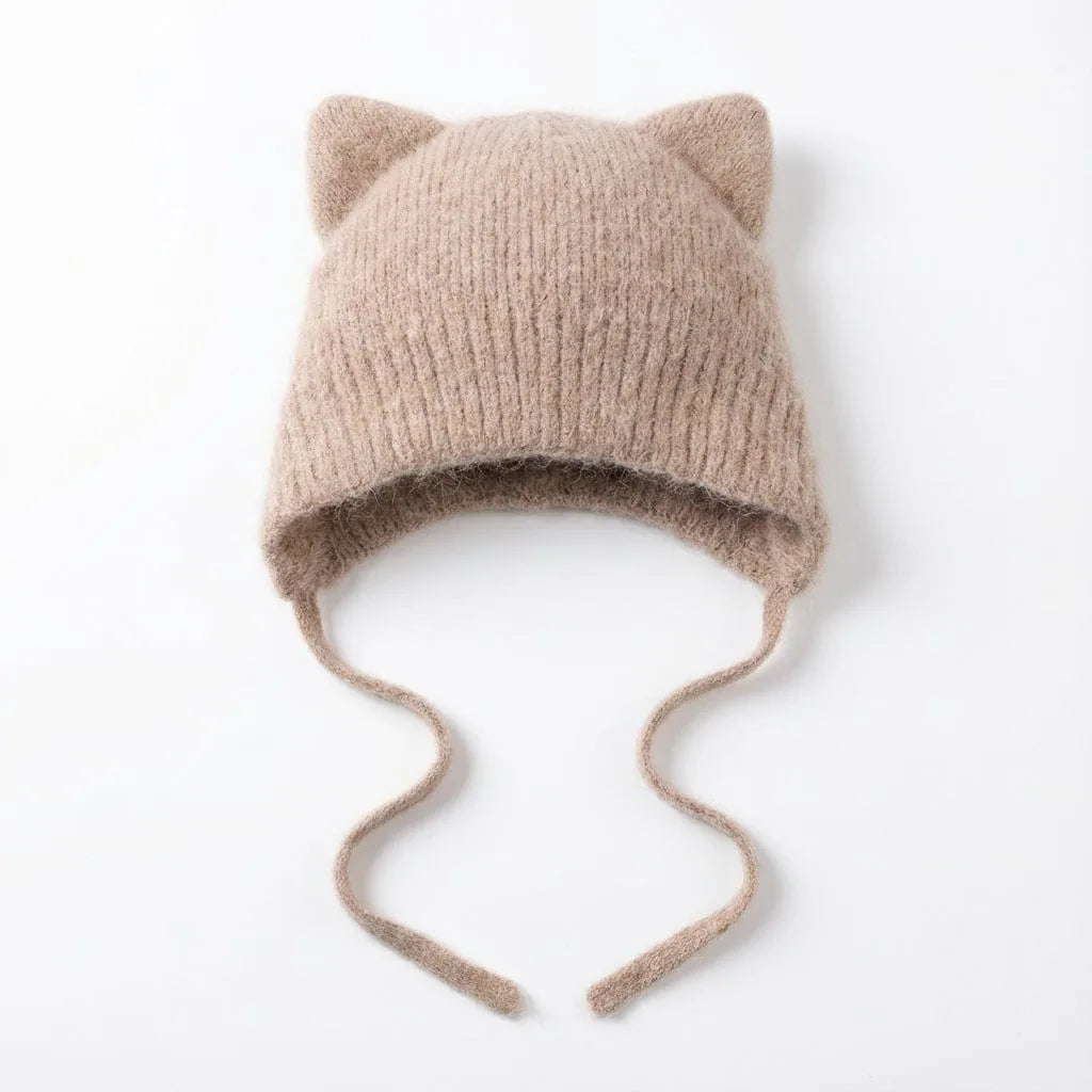 Bonnet en Laine Cache-Oreilles — coloris kaki