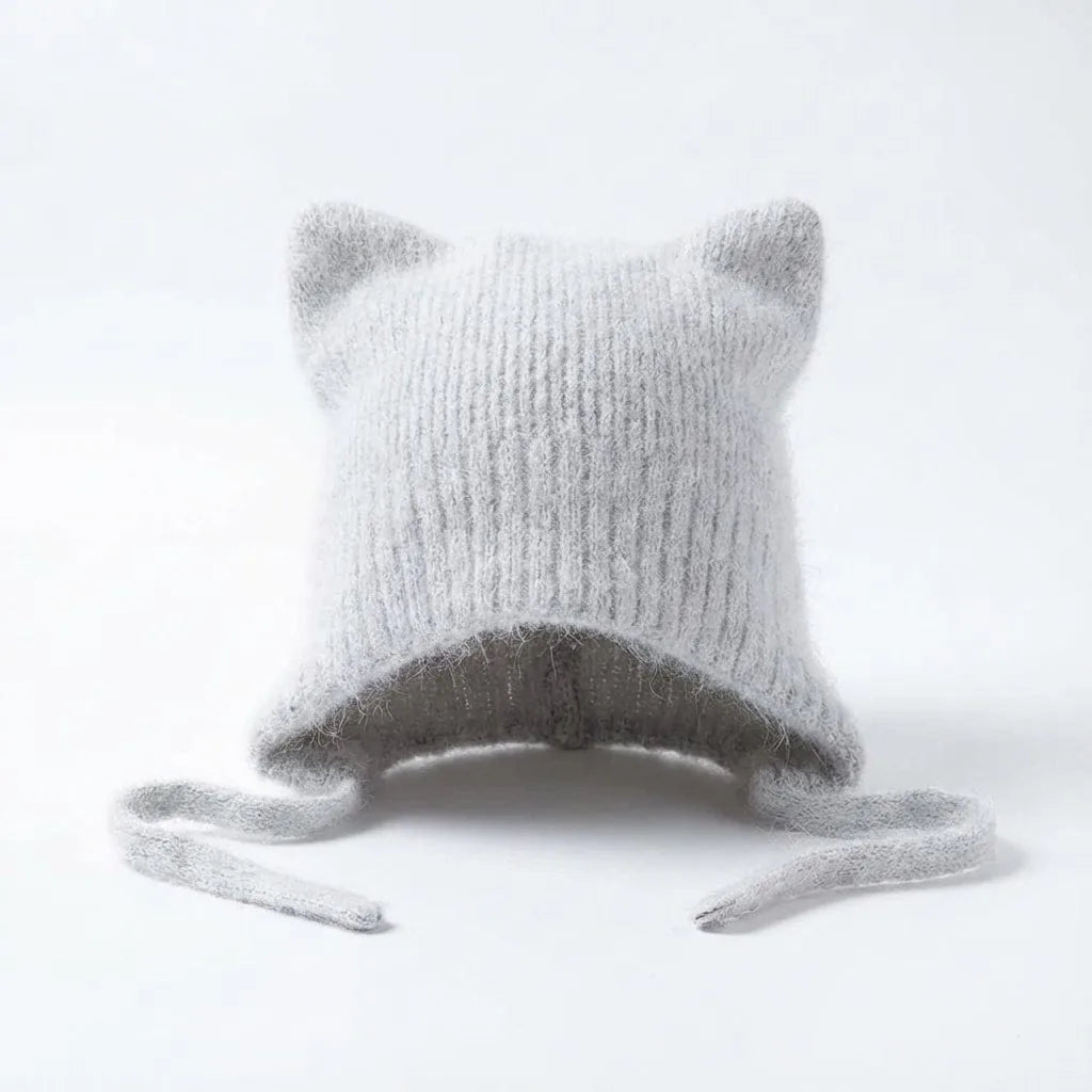 Bonnet en Laine Cache-Oreilles — coloris gris