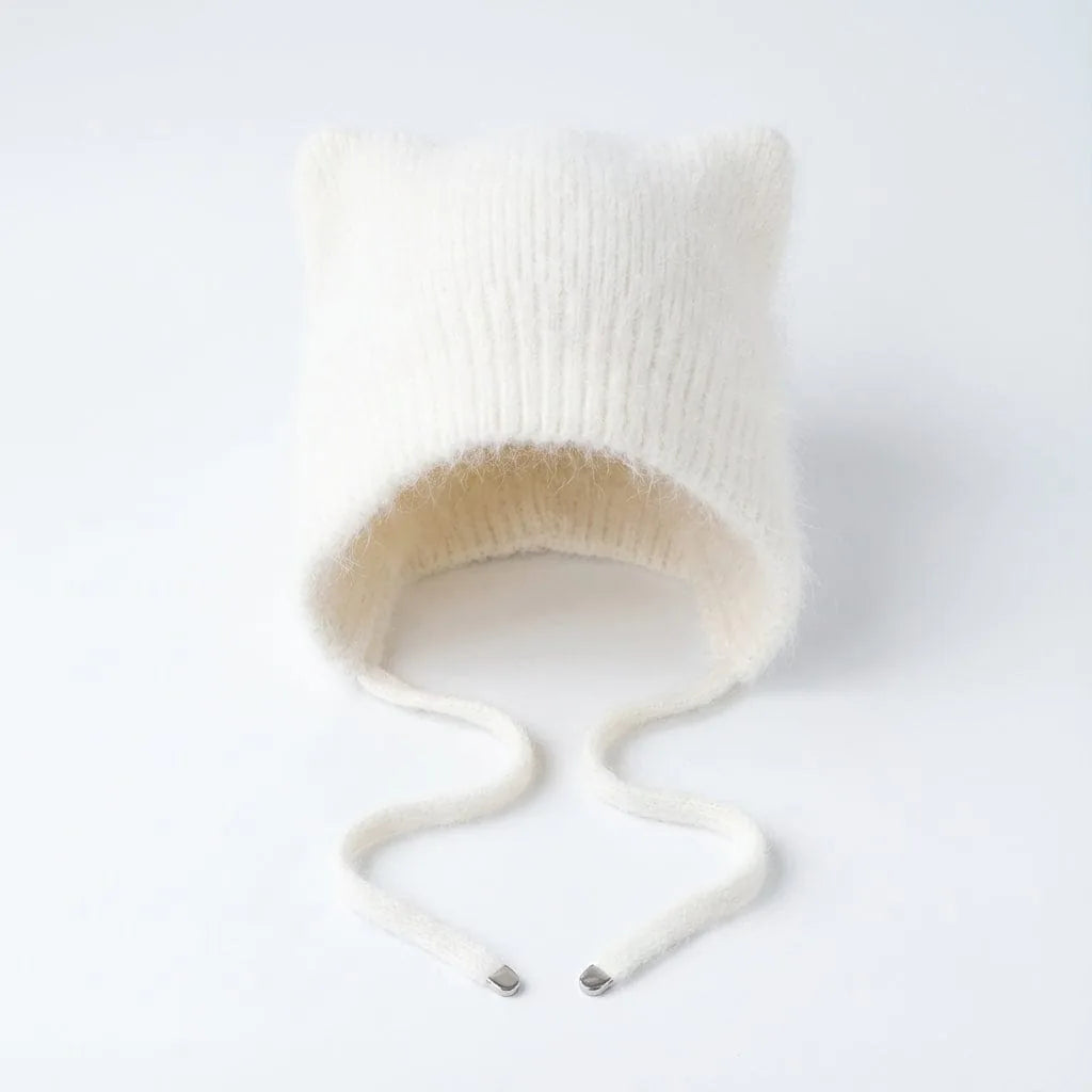 Bonnet en Laine Cache-Oreilles — coloris blanc