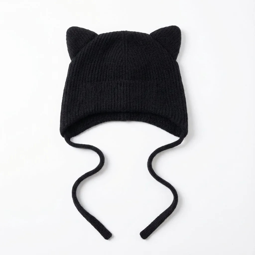 Bonnet en Laine Cache-Oreilles — coloris noir