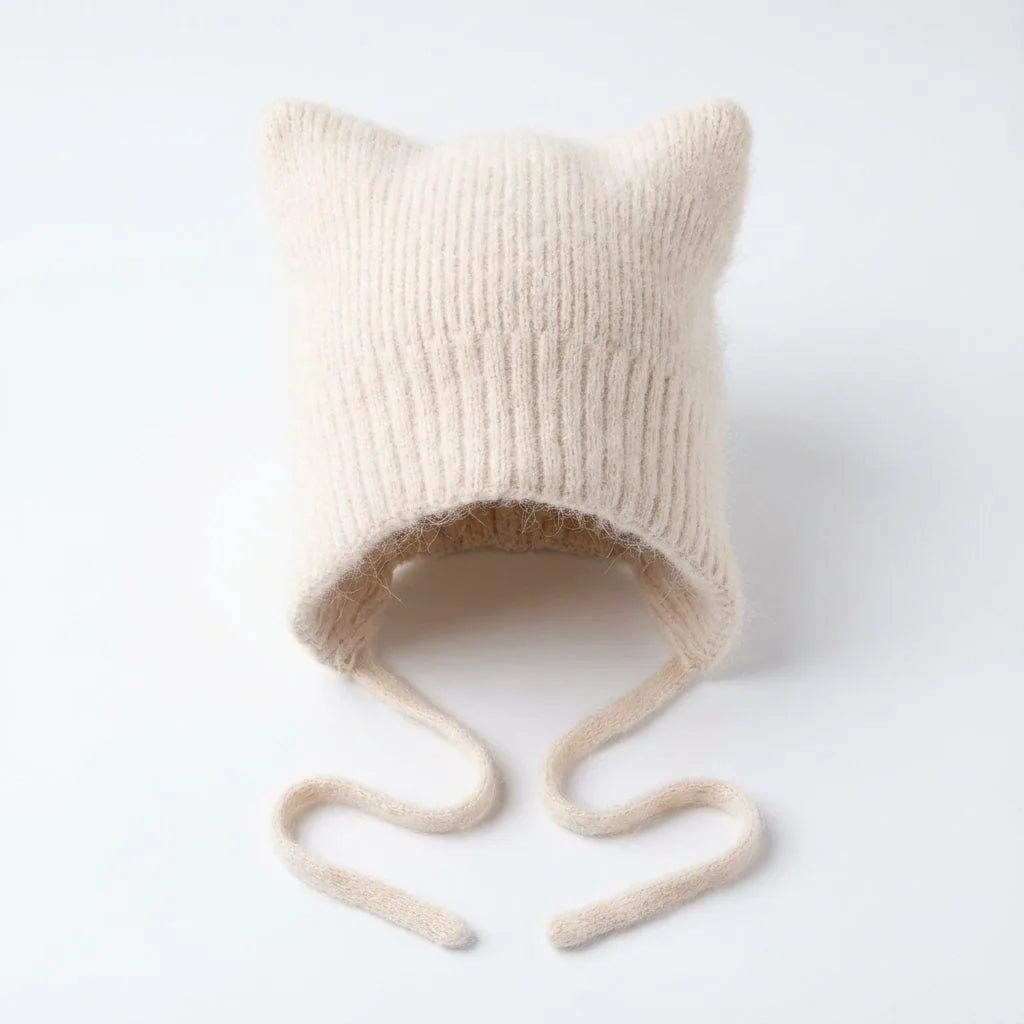 Bonnet en Laine Cache-Oreilles — coloris beige