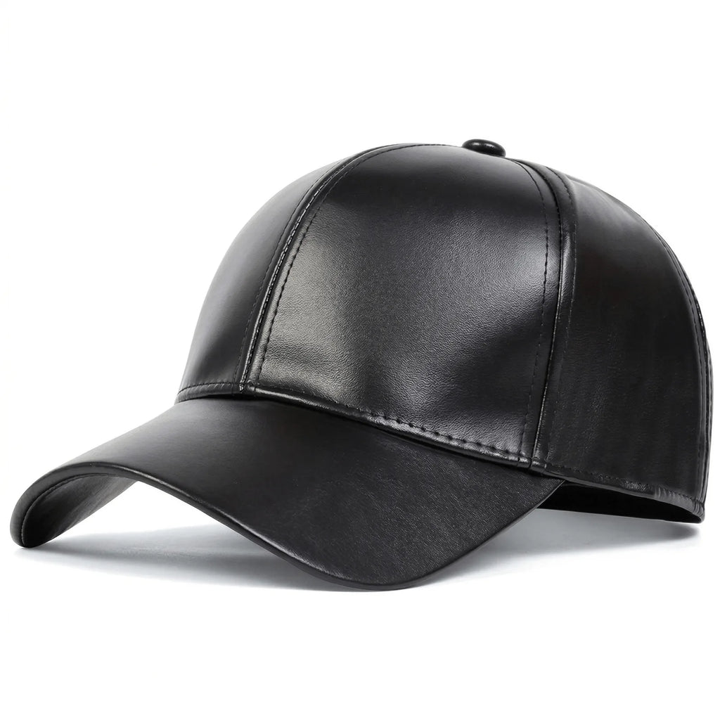 Casquette Baseball Cuir Homme — coloris noir