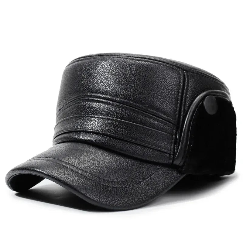 Casquette Baseball Cuir Militaire — coloris noir