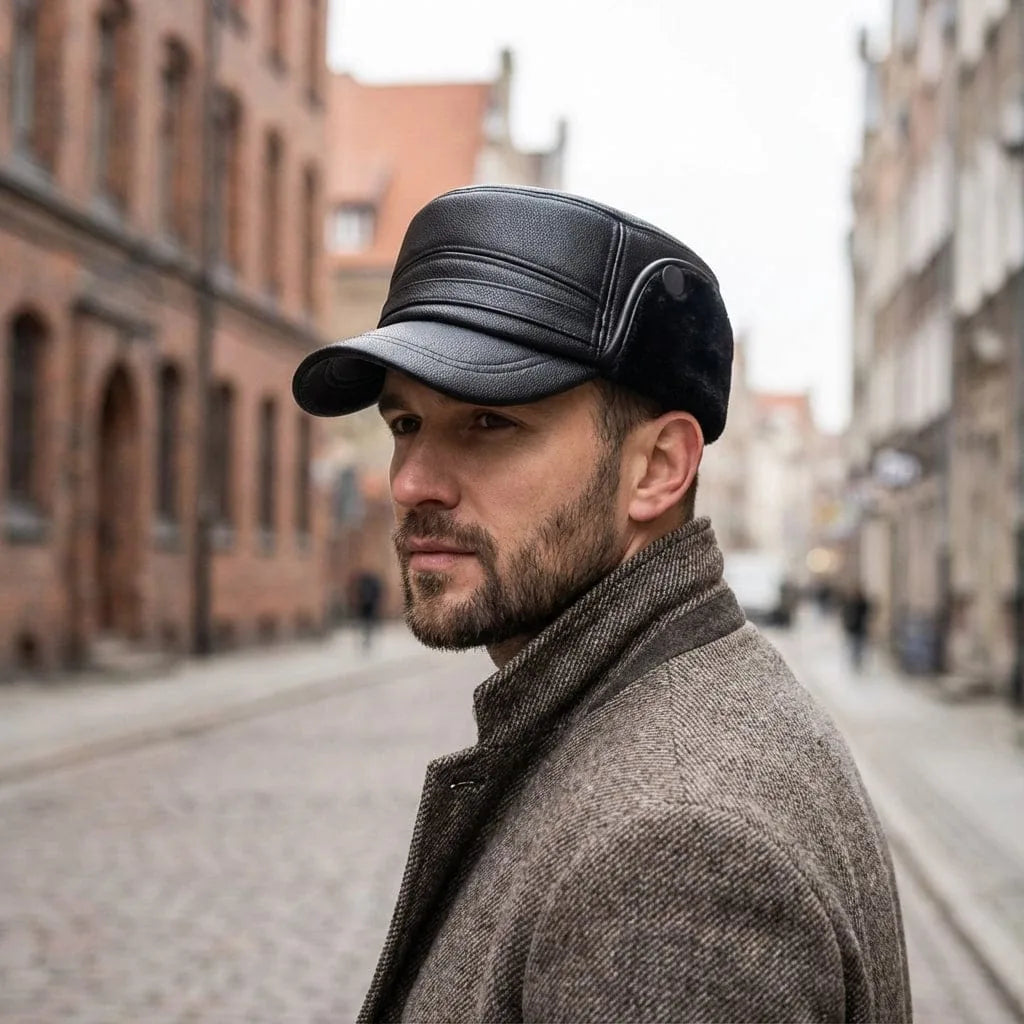 Casquette Baseball Cuir Militaire, porté