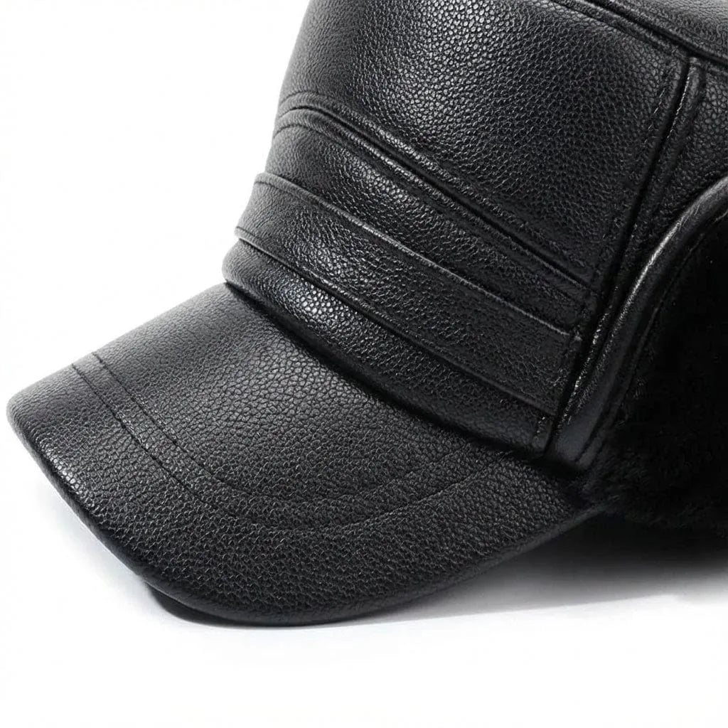 Casquette Baseball Cuir Militaire, vue de trois-quarts