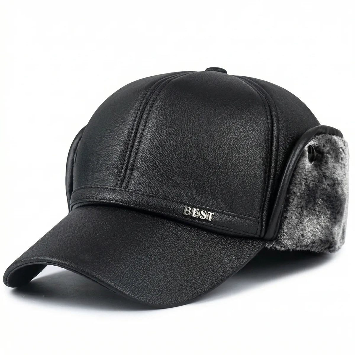 Casquette Cuir Hiver Homme — coloris gris