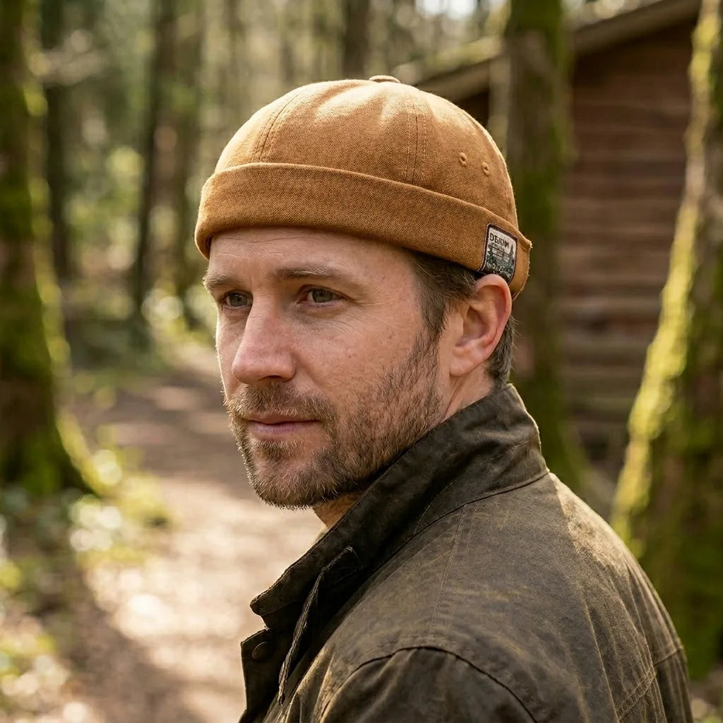 Casquette Docker Cotelé, porté