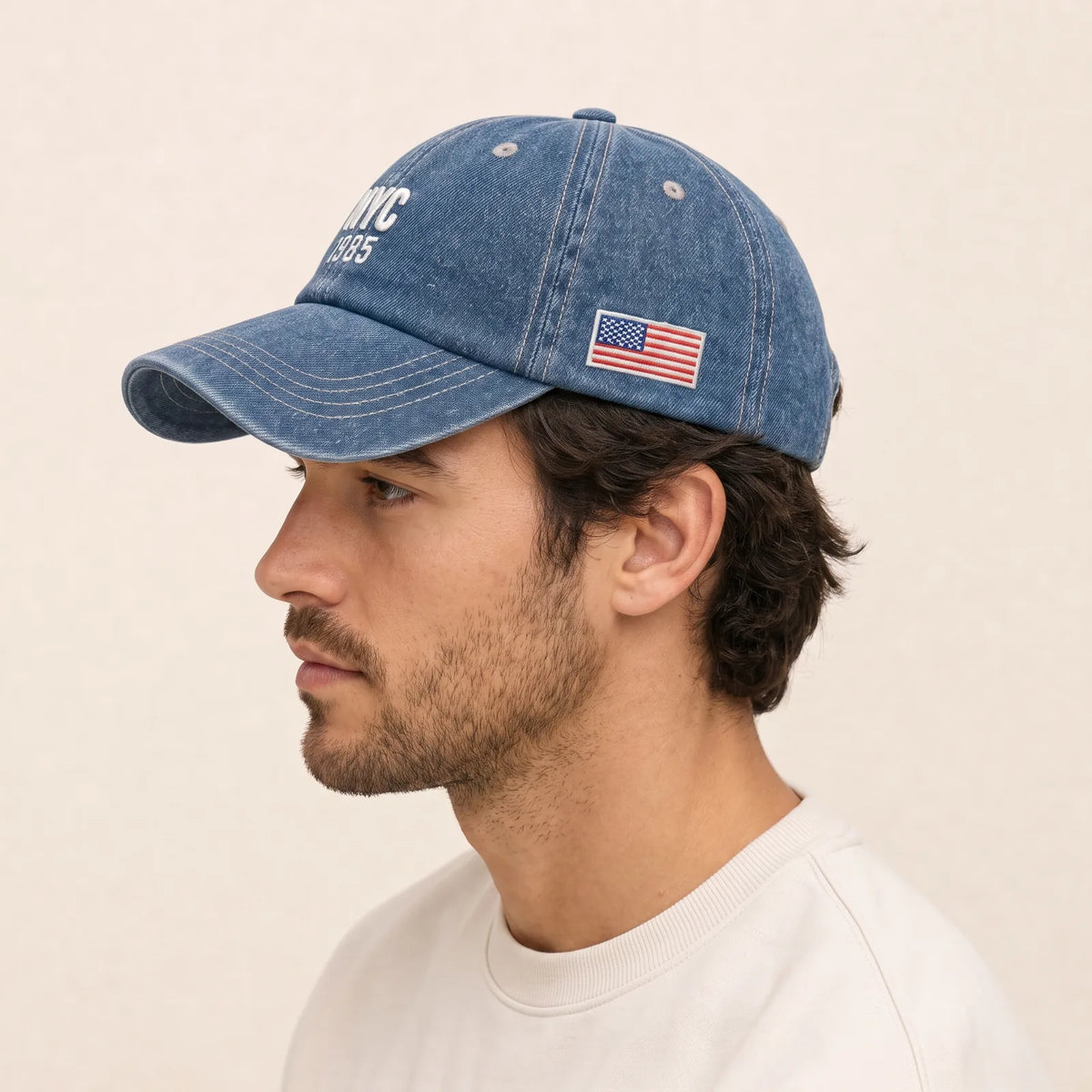 Casquette NYC Drapeau Amérique, vue de trois-quarts