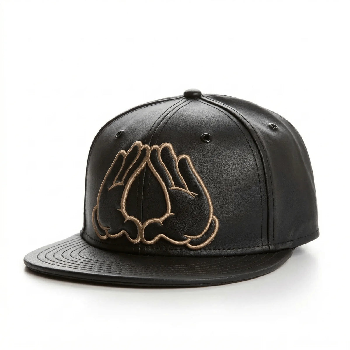 Casquette Plate Cuir Hip-Hop — coloris noir