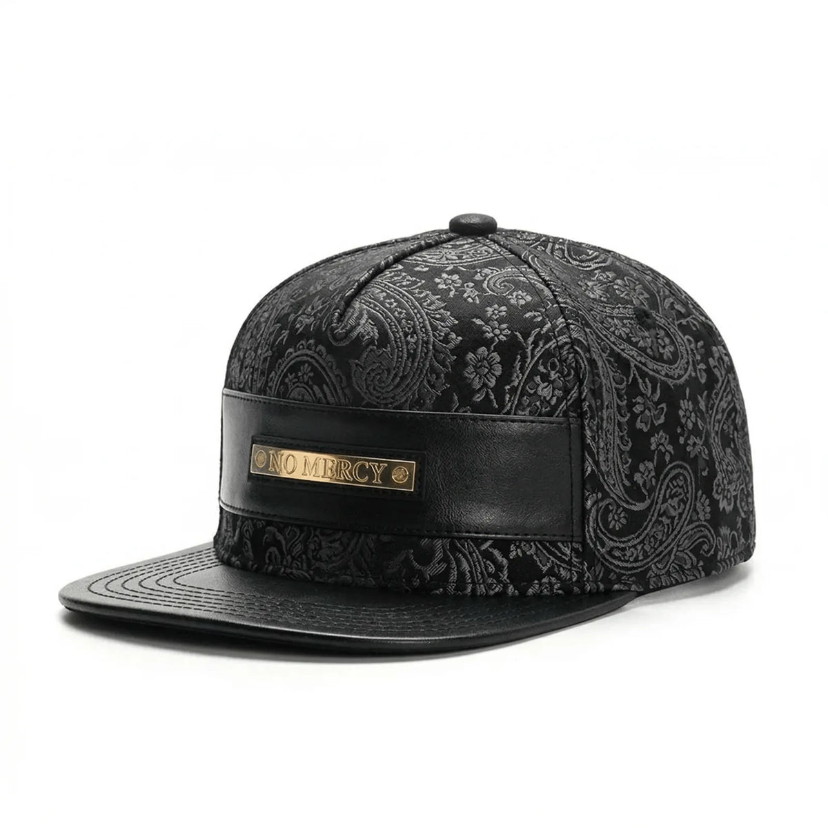 Casquette Plate Cuir Hip-Hop — coloris noir