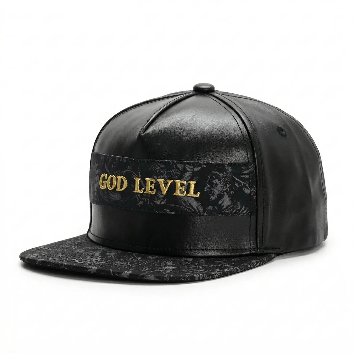 Casquette Plate Cuir Hip-Hop — coloris noir
