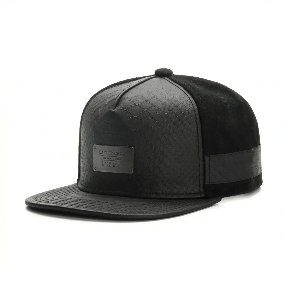 Casquette Plate Cuir Hip-Hop — coloris noir