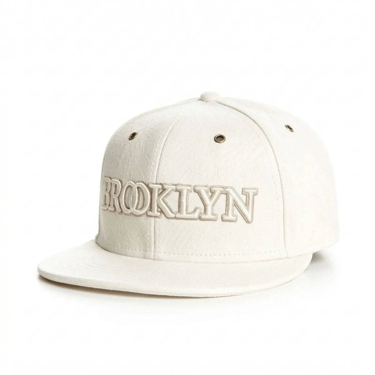 Casquette Plate Cuir Hip-Hop — coloris blanc