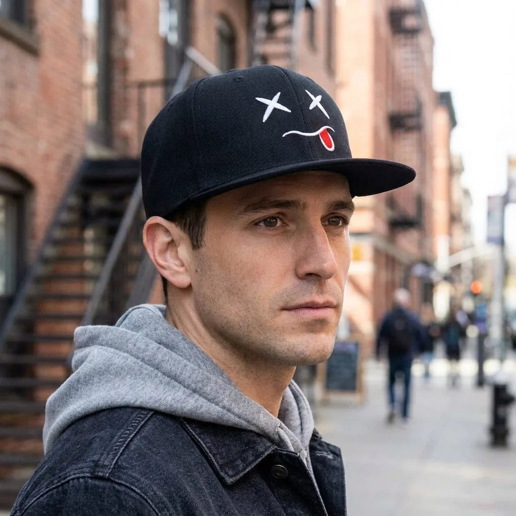 Casquette Plate Streetwear, porté