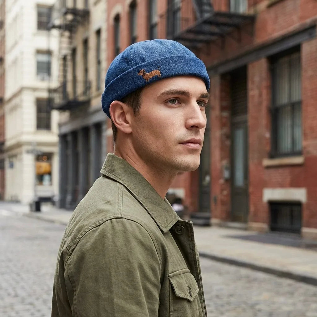 Casquette Sans Visière Brodée, porté