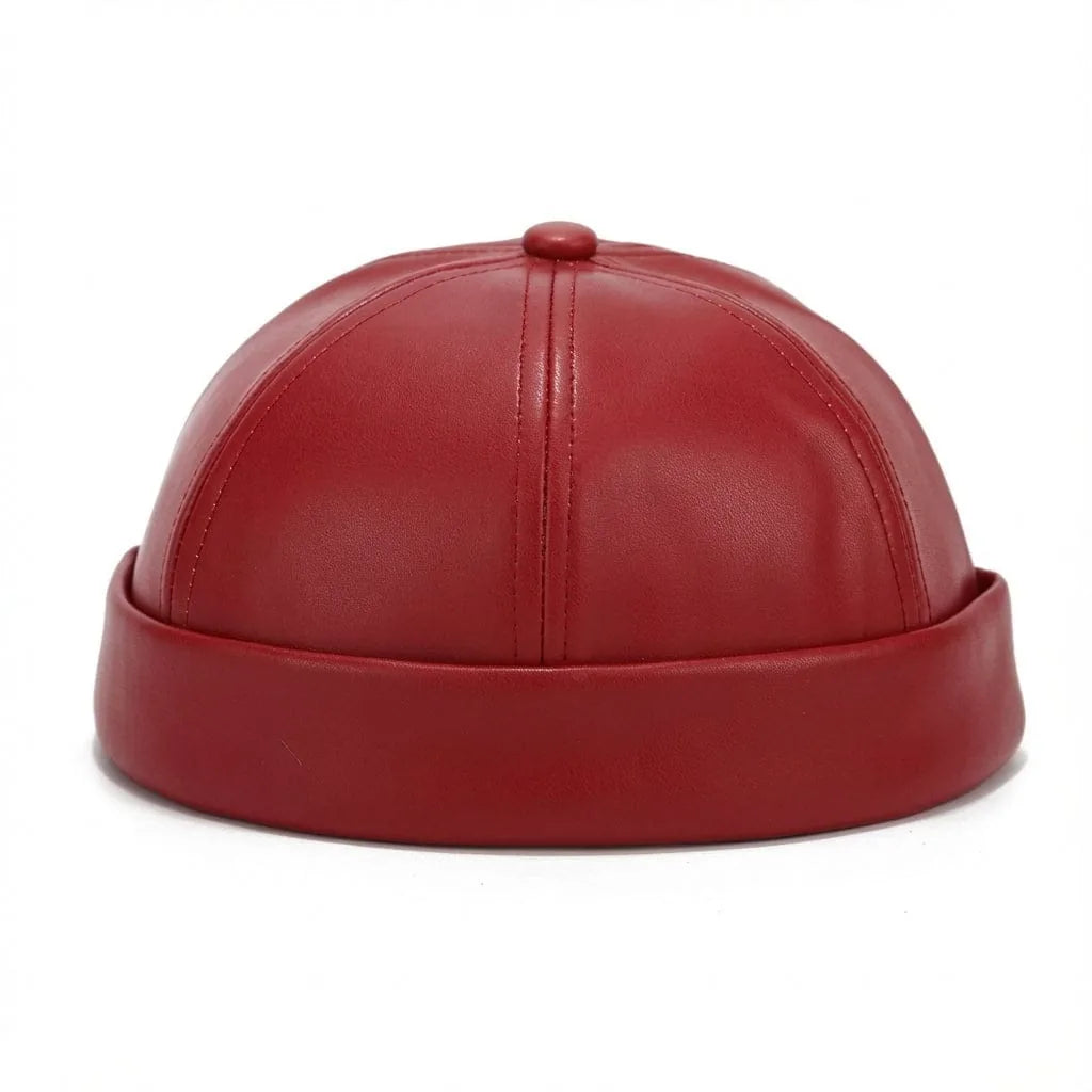 Casquette Sans Visière Cuir — coloris rouge
