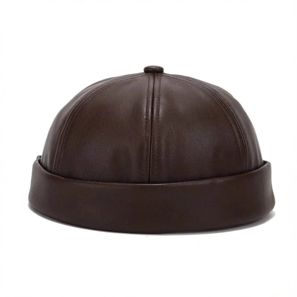 Casquette Sans Visière Cuir — coloris marron