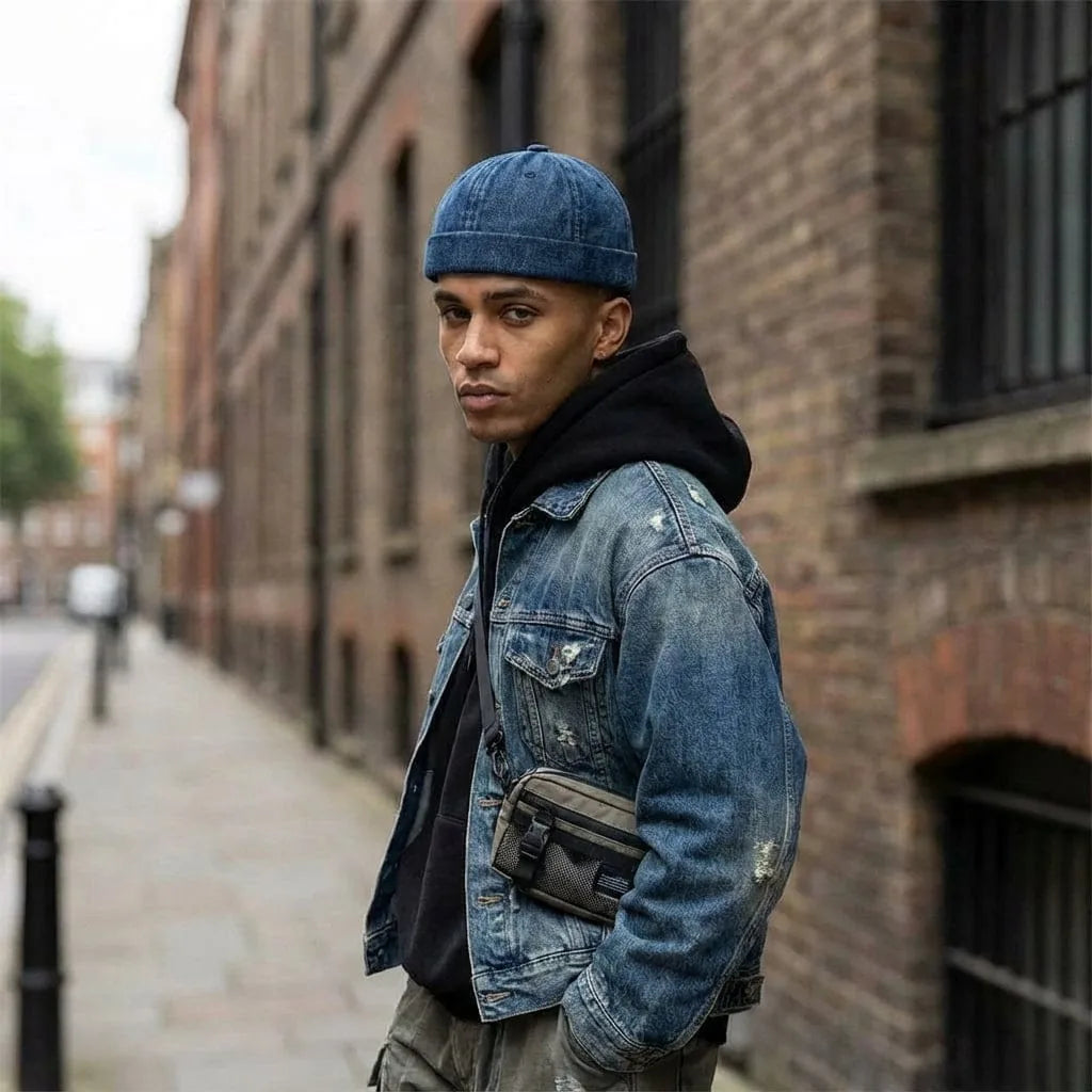 Casquette Sans Visière Streetwear, porté