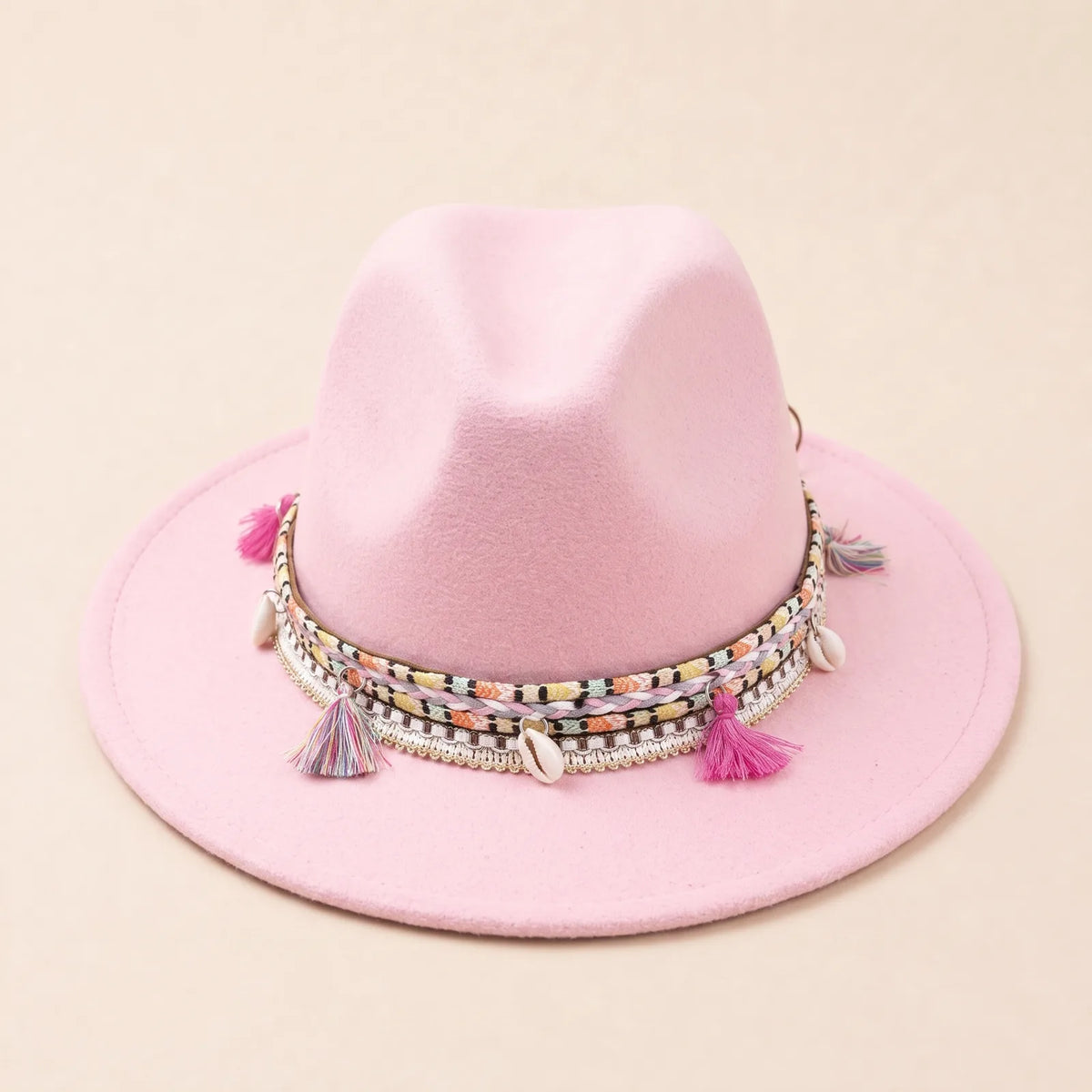 Chapeau avec Ruban Tressé — coloris rose