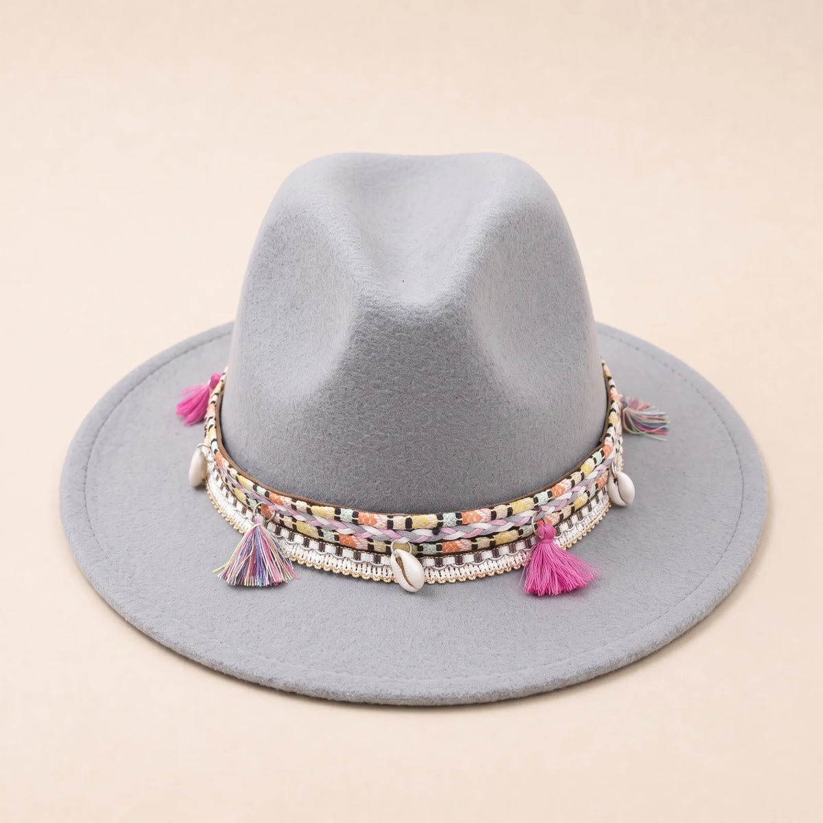 Chapeau avec Ruban Tressé — coloris gris