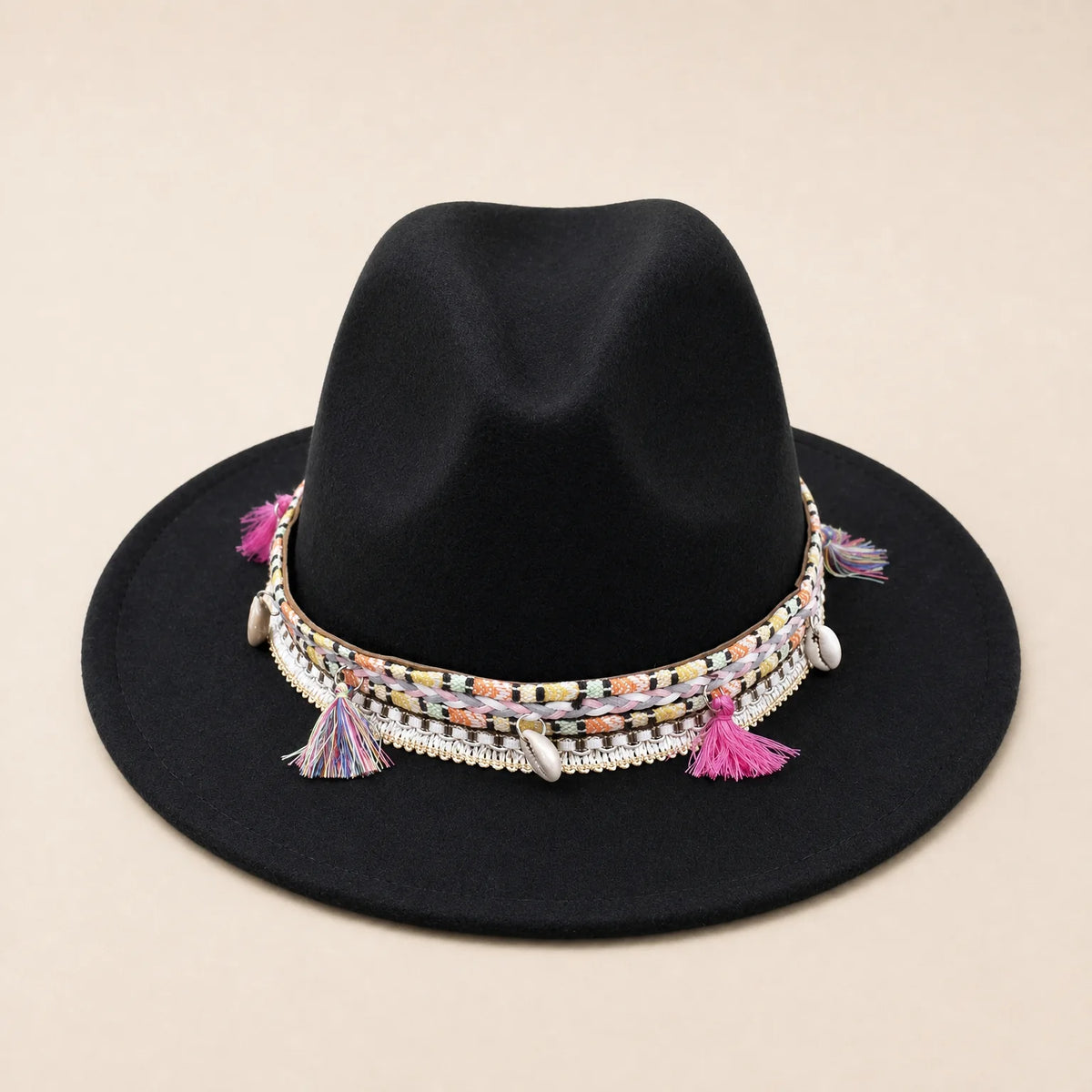 Chapeau avec Ruban Tressé — coloris noir