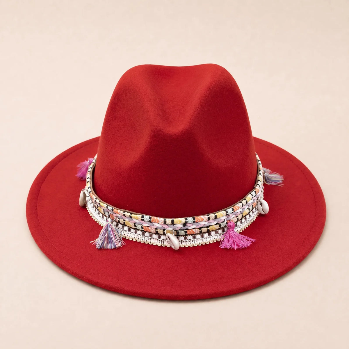 Chapeau avec Ruban Tressé — coloris rouge