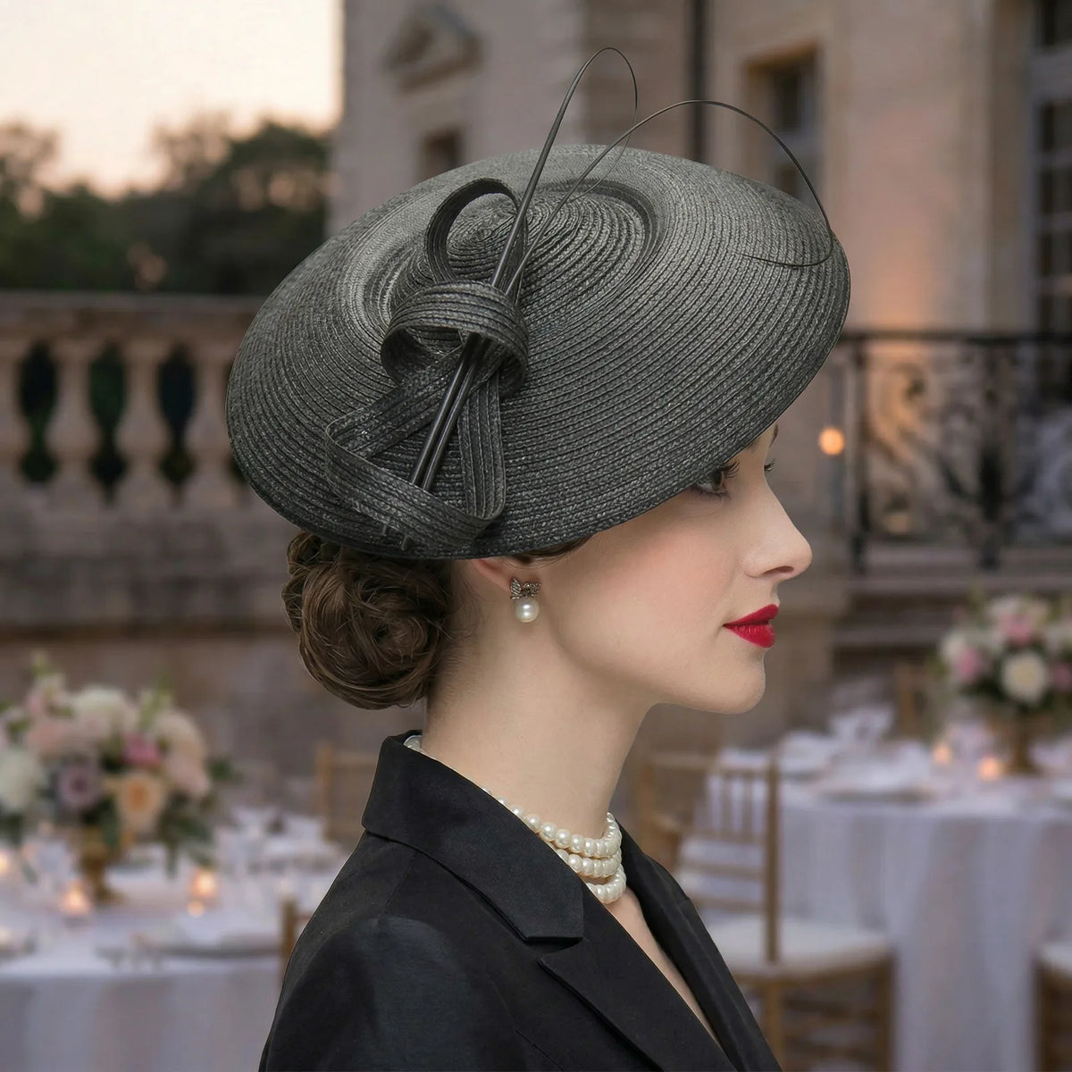 Chapeau Bibi Femme Cérémonie, vue de trois-quarts